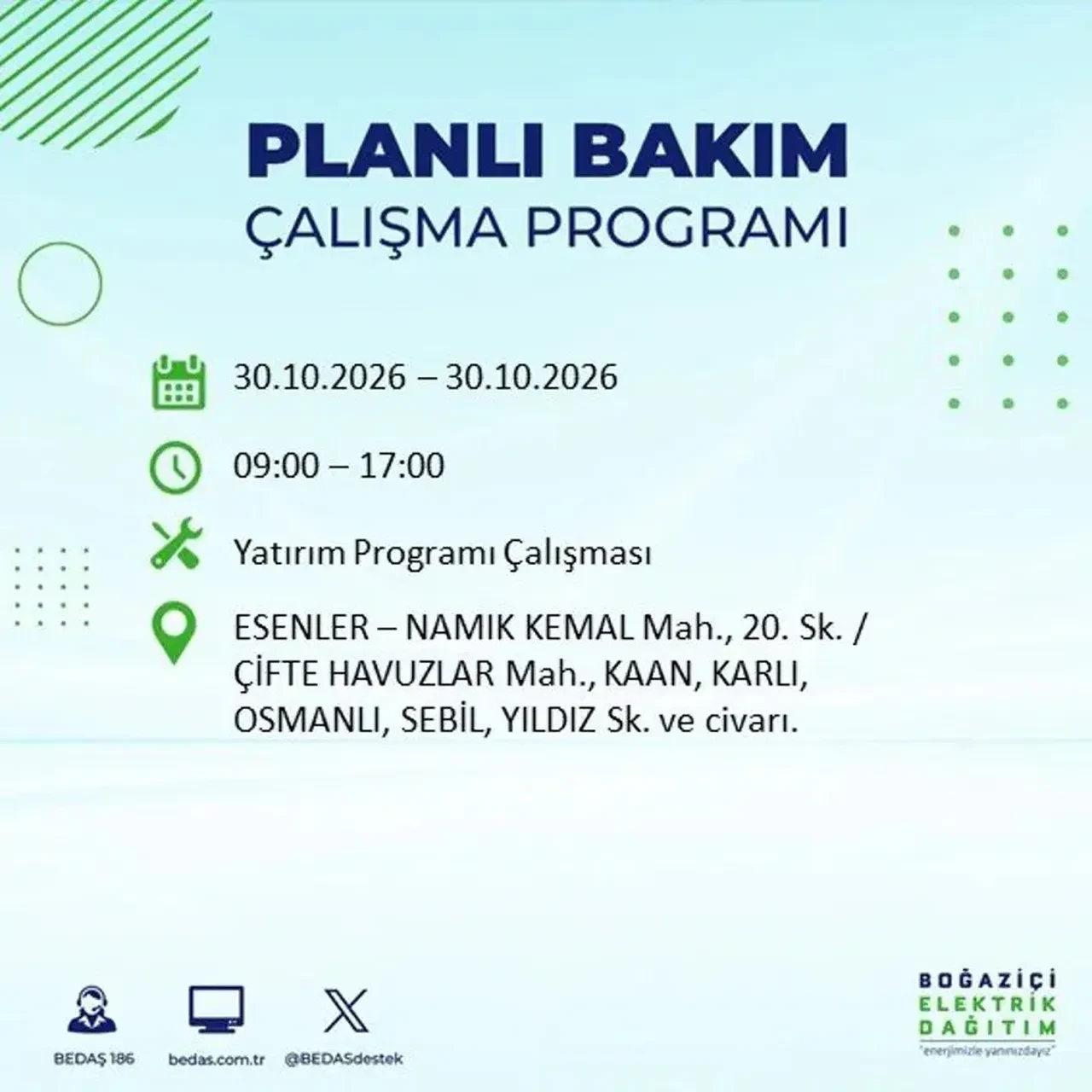 BEDAŞ’tan 12 ilçeye uyarı: İstanbul'da elektrik kesintileri saatlerce sürecek