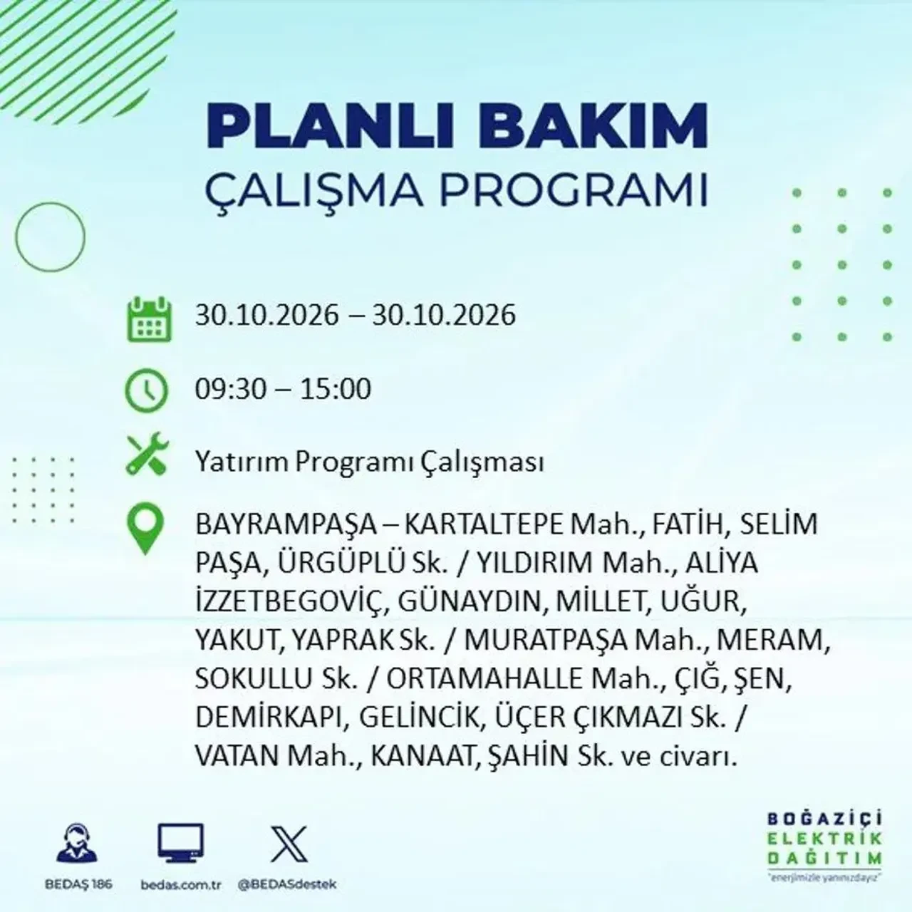 BEDAŞ’tan 12 ilçeye uyarı: İstanbul'da elektrik kesintileri saatlerce sürecek
