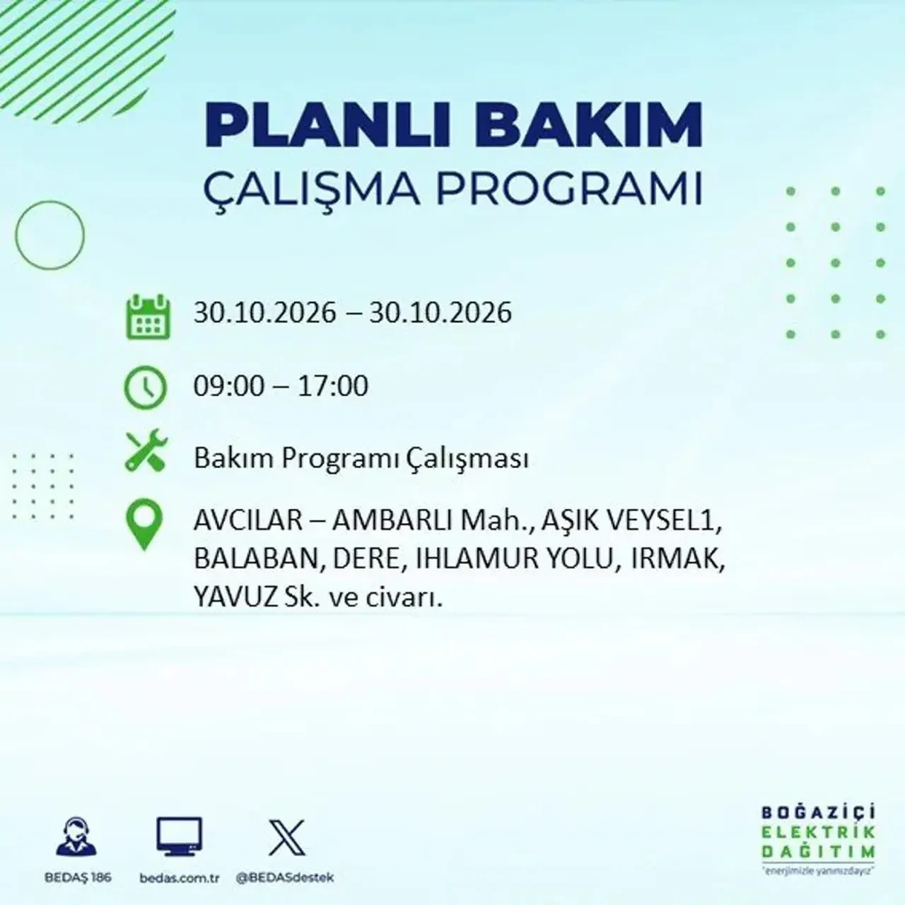 BEDAŞ’tan 12 ilçeye uyarı: İstanbul'da elektrik kesintileri saatlerce sürecek