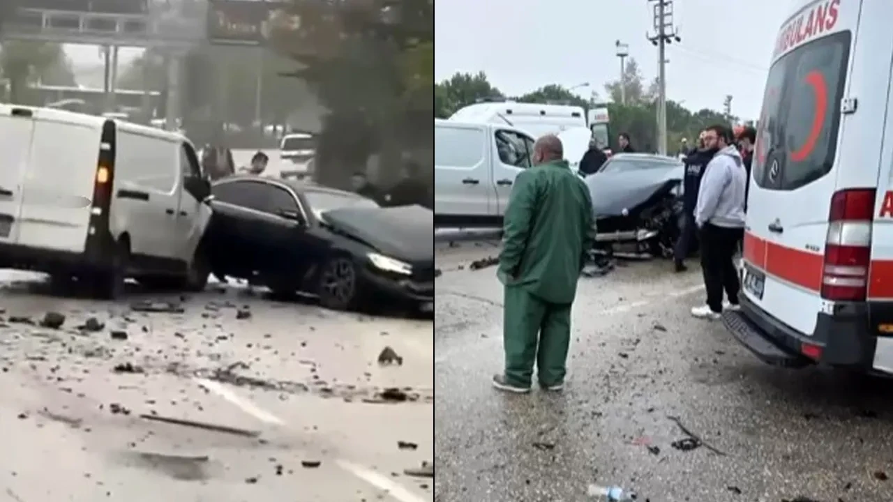 Yağmurlu havada 5 araç birbirine girdi: 5 yaralı