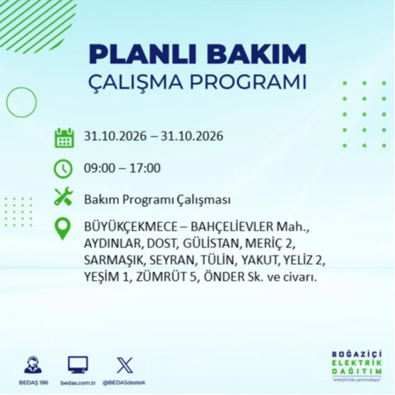 BEDAŞ saat verdi: İstanbul'da elektrik kesintisi yaşanacak! 31 Ekim'de hangi ilçelerde elektrik kesintisi yaşanacak? Kesinti kaç saat sürecek?