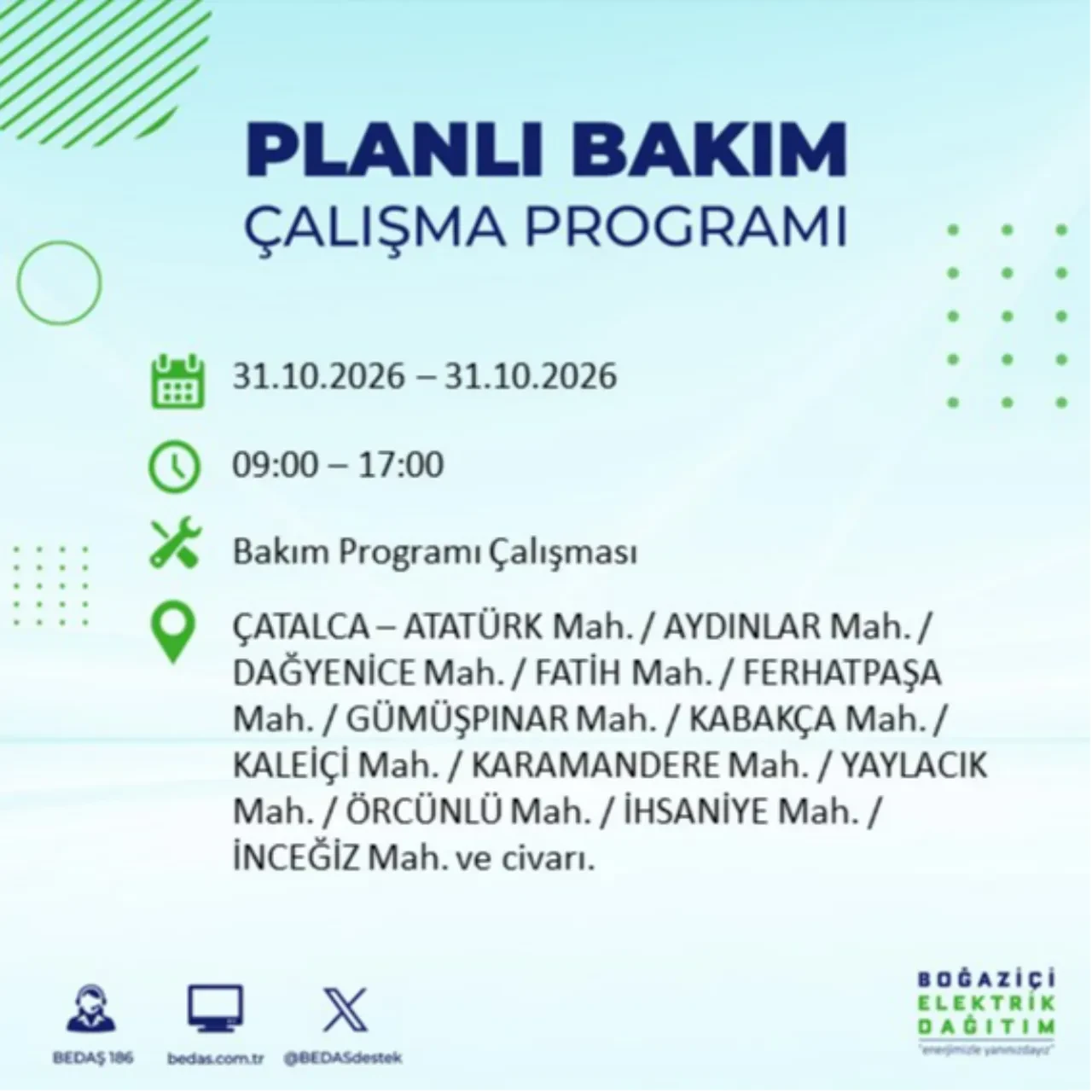 BEDAŞ saat verdi: İstanbul'da elektrik kesintisi yaşanacak! 31 Ekim'de hangi ilçelerde elektrik kesintisi yaşanacak? Kesinti kaç saat sürecek?