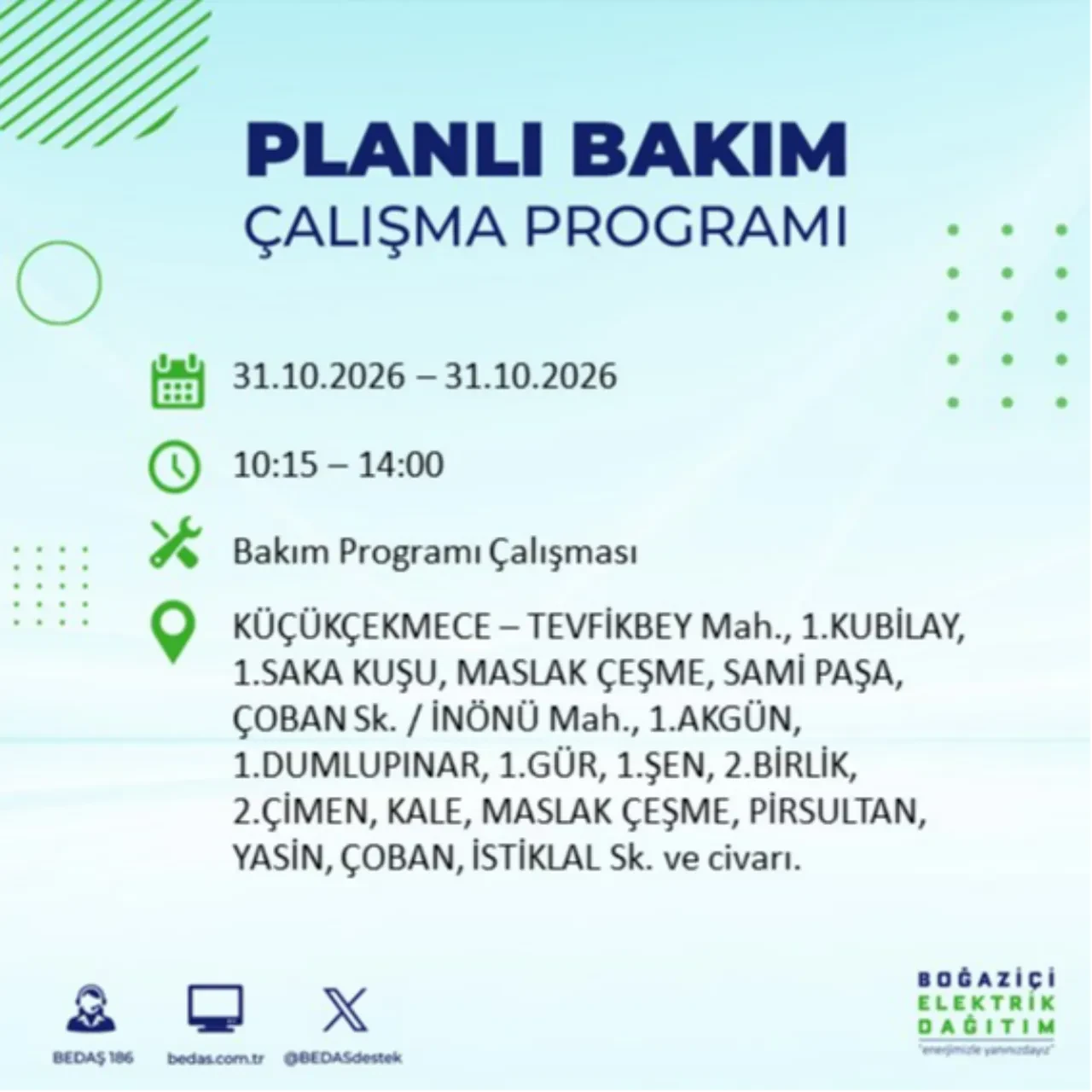 BEDAŞ saat verdi: İstanbul'da elektrik kesintisi yaşanacak! 31 Ekim'de hangi ilçelerde elektrik kesintisi yaşanacak? Kesinti kaç saat sürecek?