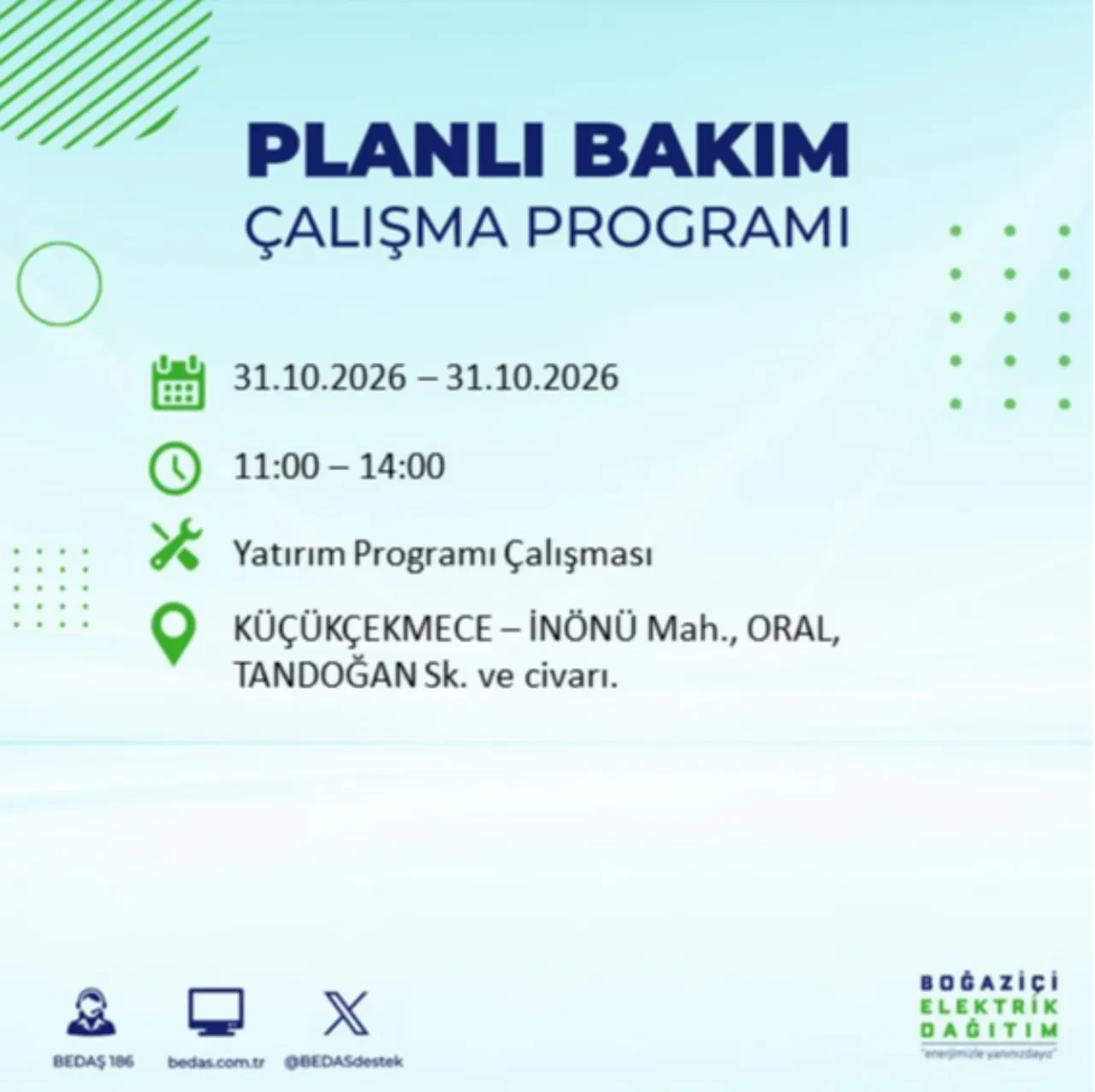 BEDAŞ saat verdi: İstanbul'da elektrik kesintisi yaşanacak! 31 Ekim'de hangi ilçelerde elektrik kesintisi yaşanacak? Kesinti kaç saat sürecek?