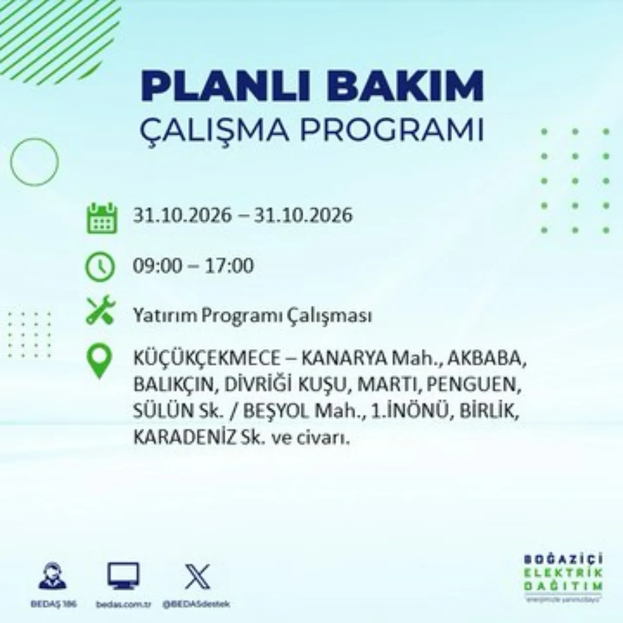 BEDAŞ saat verdi: İstanbul'da elektrik kesintisi yaşanacak! 31 Ekim'de hangi ilçelerde elektrik kesintisi yaşanacak? Kesinti kaç saat sürecek?