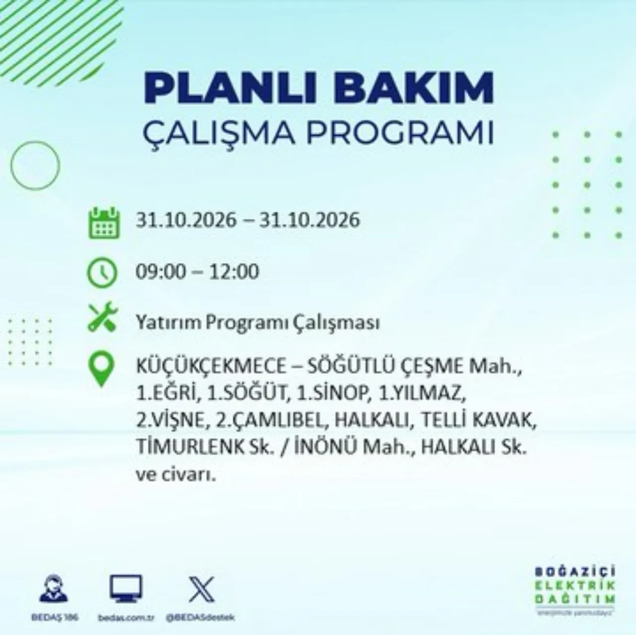 BEDAŞ saat verdi: İstanbul'da elektrik kesintisi yaşanacak! 31 Ekim'de hangi ilçelerde elektrik kesintisi yaşanacak? Kesinti kaç saat sürecek?