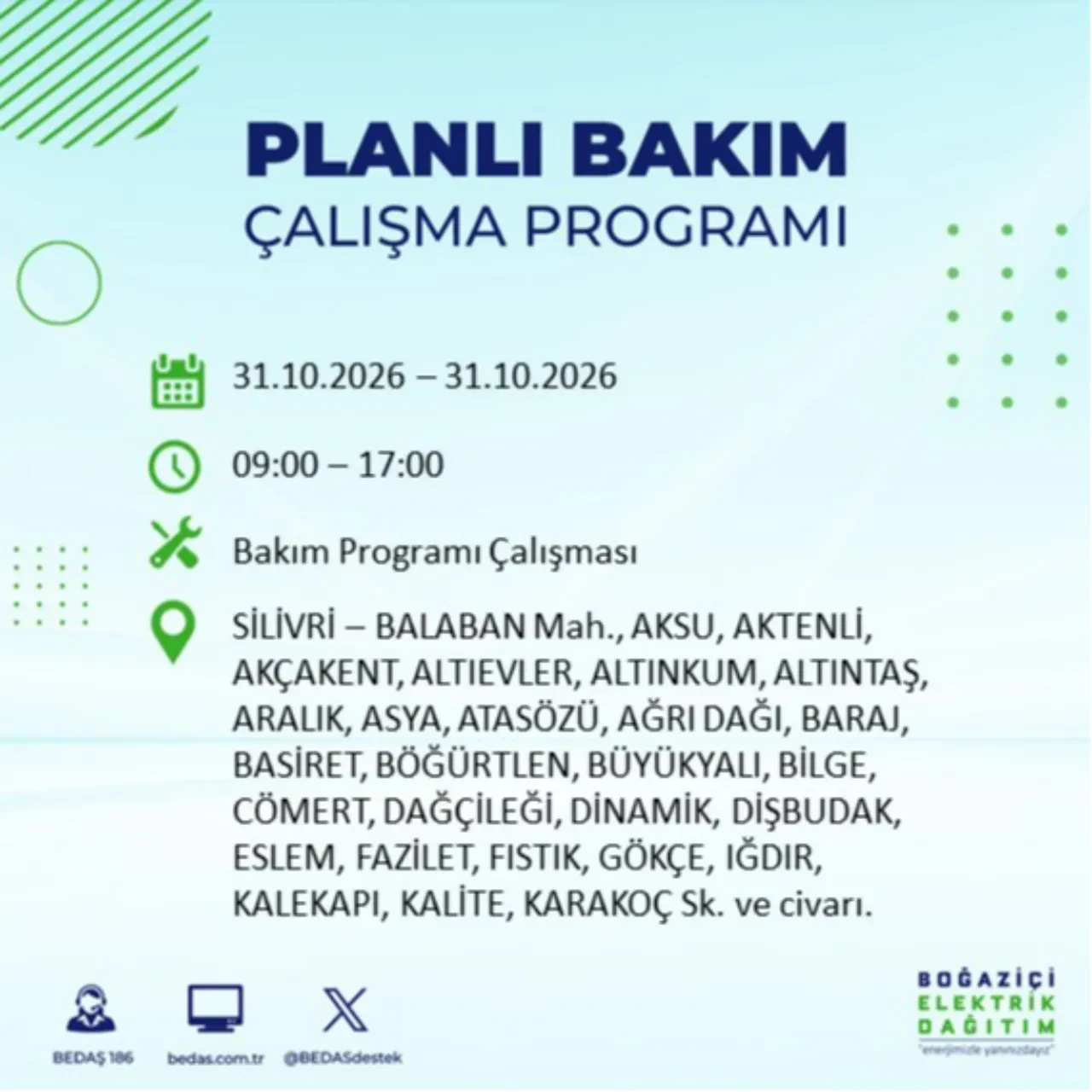 BEDAŞ saat verdi: İstanbul'da elektrik kesintisi yaşanacak! 31 Ekim'de hangi ilçelerde elektrik kesintisi yaşanacak? Kesinti kaç saat sürecek?