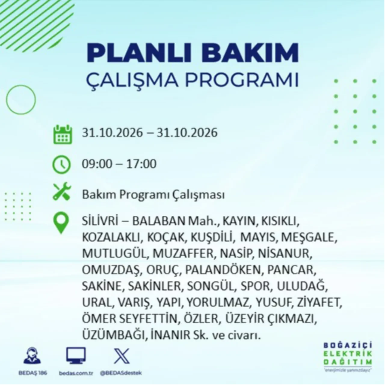 BEDAŞ saat verdi: İstanbul'da elektrik kesintisi yaşanacak! 31 Ekim'de hangi ilçelerde elektrik kesintisi yaşanacak? Kesinti kaç saat sürecek?