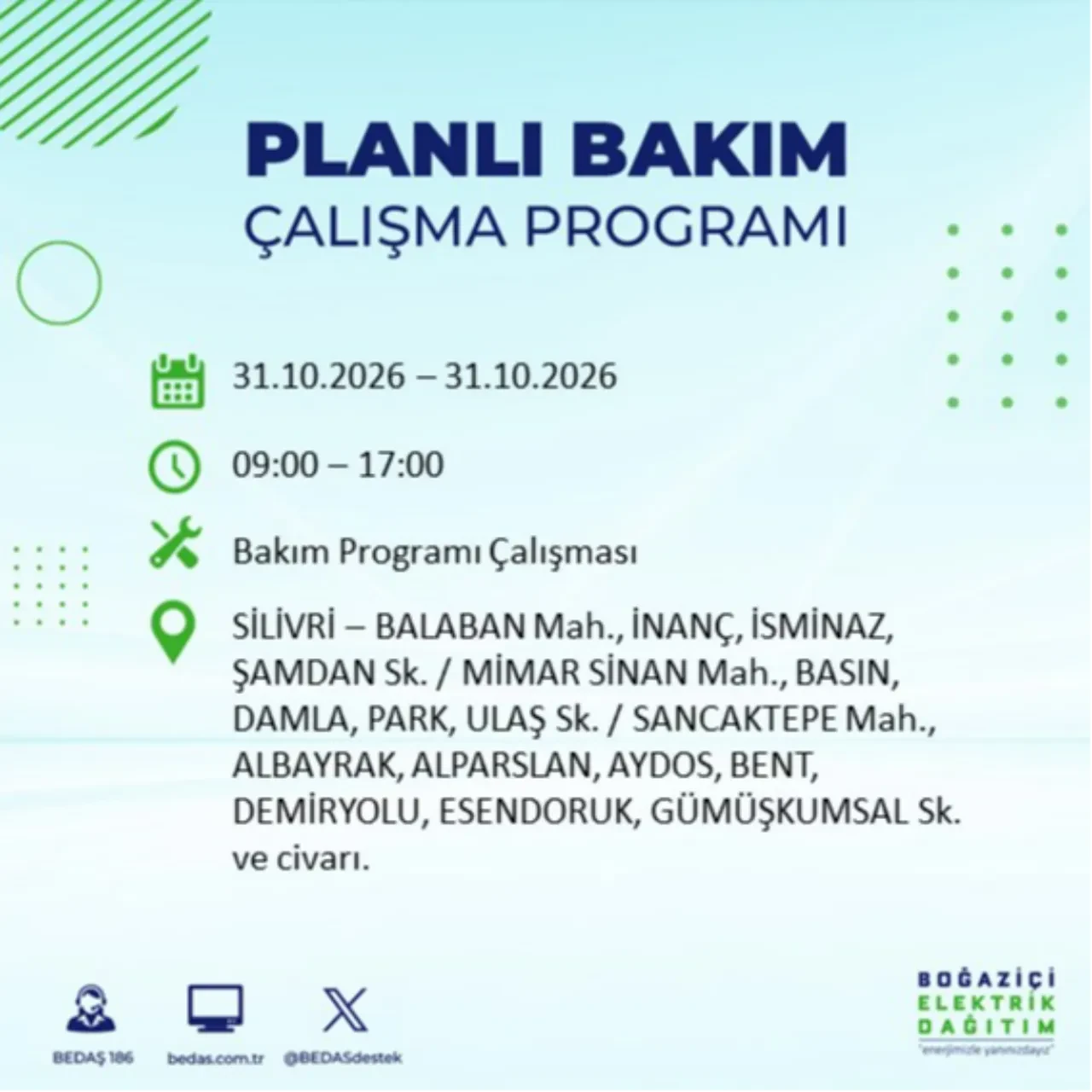 BEDAŞ saat verdi: İstanbul'da elektrik kesintisi yaşanacak! 31 Ekim'de hangi ilçelerde elektrik kesintisi yaşanacak? Kesinti kaç saat sürecek?
