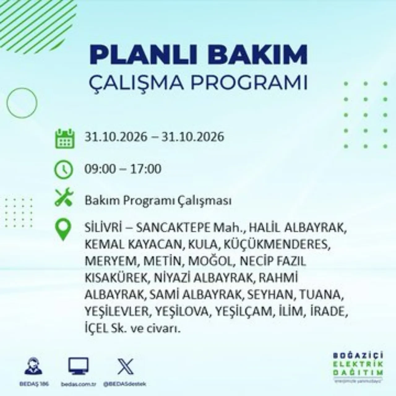 BEDAŞ saat verdi: İstanbul'da elektrik kesintisi yaşanacak! 31 Ekim'de hangi ilçelerde elektrik kesintisi yaşanacak? Kesinti kaç saat sürecek?