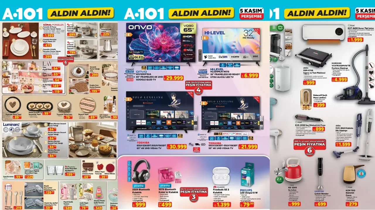 A101 5 Kasım aktüel ürünler kataloğu 2026! Tost makinesi, buharlı kırışıklık giderici, halı-koltuk yıkama makinesi ve televizyon çeşitleri geliyor... 