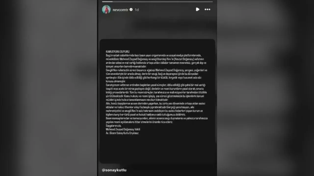 Nev’in ağabeyi Zeyyat Doğansoy miras için harekete mi geçti? Avukatından açıklama