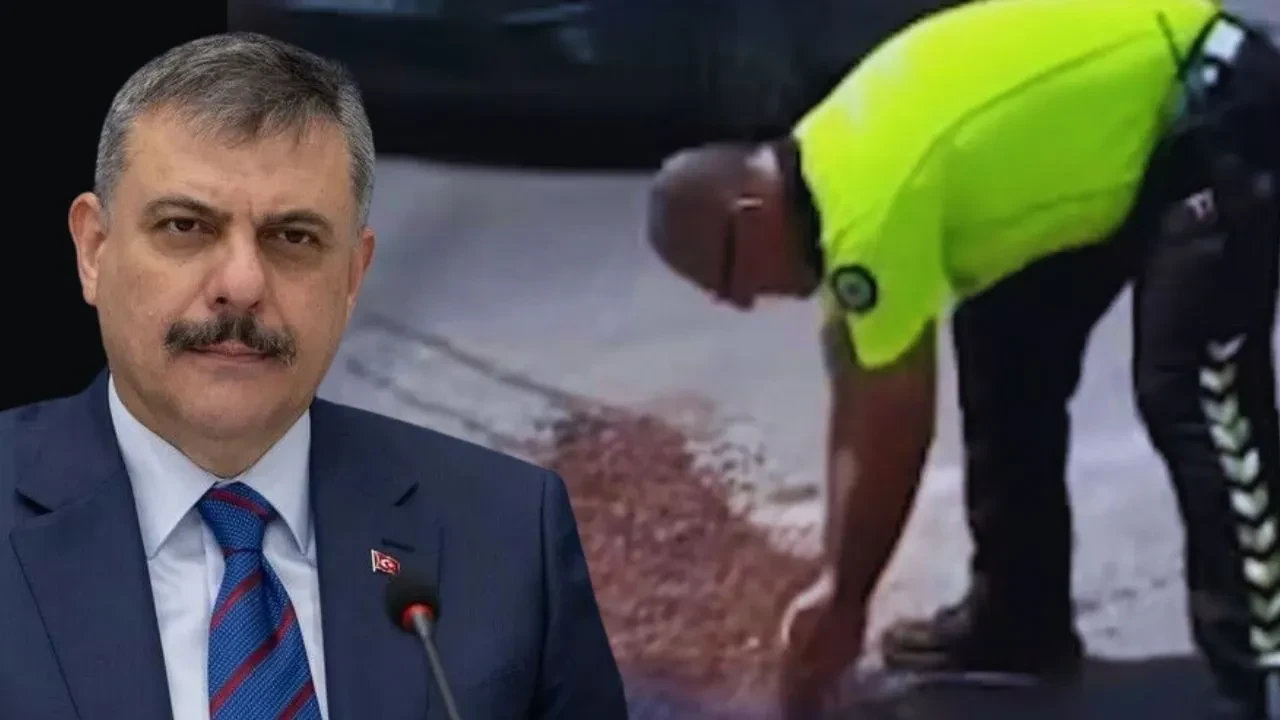 Avuç avuç toprak taşıyarak örtmeye çalıştı: Bakan Çiftçi'den o polise teşekkür