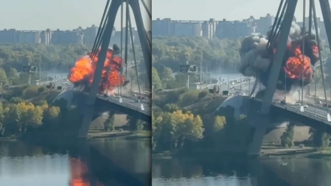 Rusya, Kiev'deki Kuzey Köprüsü'nü füzeyle böyle vurdu