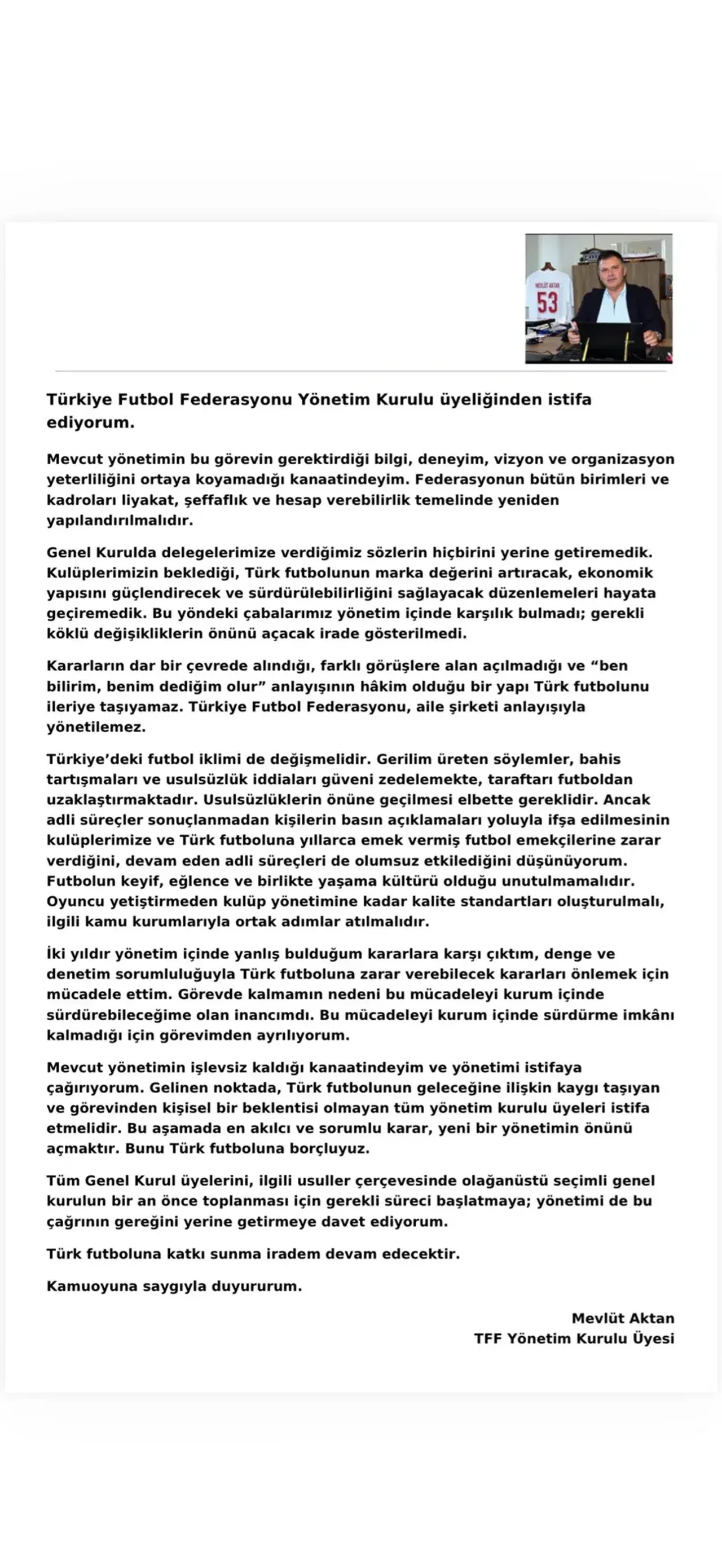 TFF'de şok istifa: 'Bunu Türk futboluna borçluyuz' dedi, görevini bıraktı!