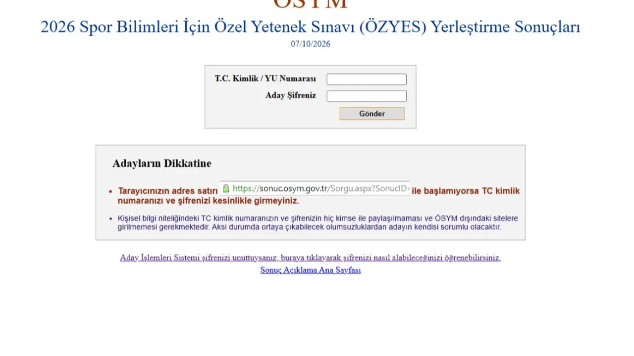 ÖZYES tercih sonuçları sorgulama ekranı sonuc.osym.gov.tr! BESYO tercih sonuçları ÖSYM tarafından açıklandı mı?