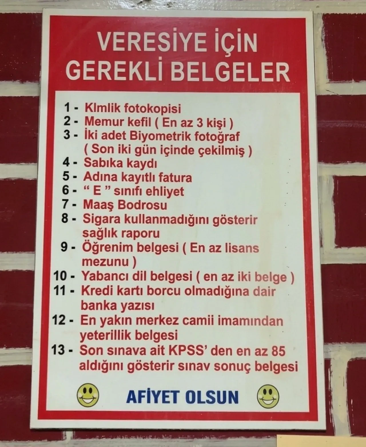 Veresiye değil sanki uzay üssüne personel alımı: Kahvehanedeki 13 maddelik ilan görenleri güldürdü