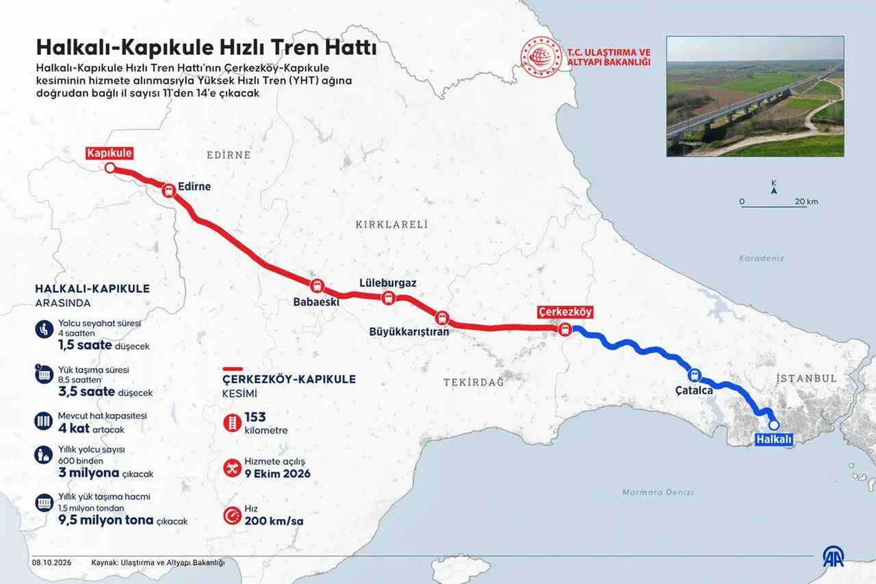 Halkalı Kapıkule hızlı tren hattı güzergahı nereden nereye gidecek? Halkalı Kapıkule durakları ne zaman açılacak?