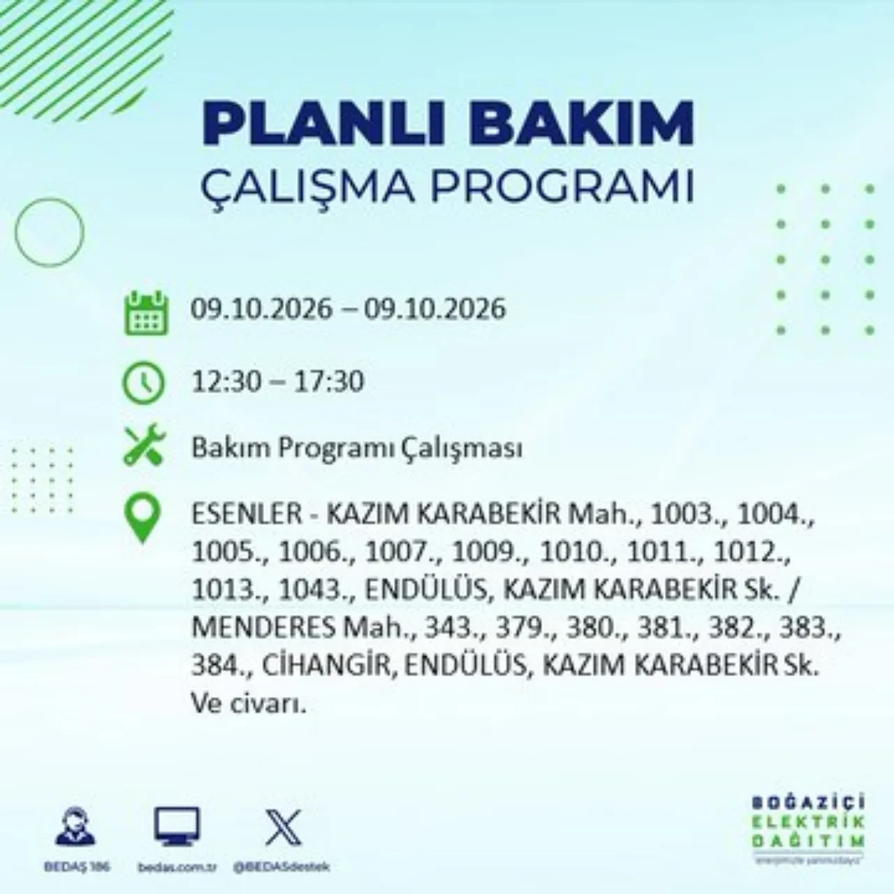 BEDAŞ uyardı! Bu ilçelere 8 saat elektrik verilmeyecek! Hangi ilçelerde elektrik kesintisi olacak? Esenler, Esenyurt, Bahçelievler, Kağıthane elektrik kesintisi...