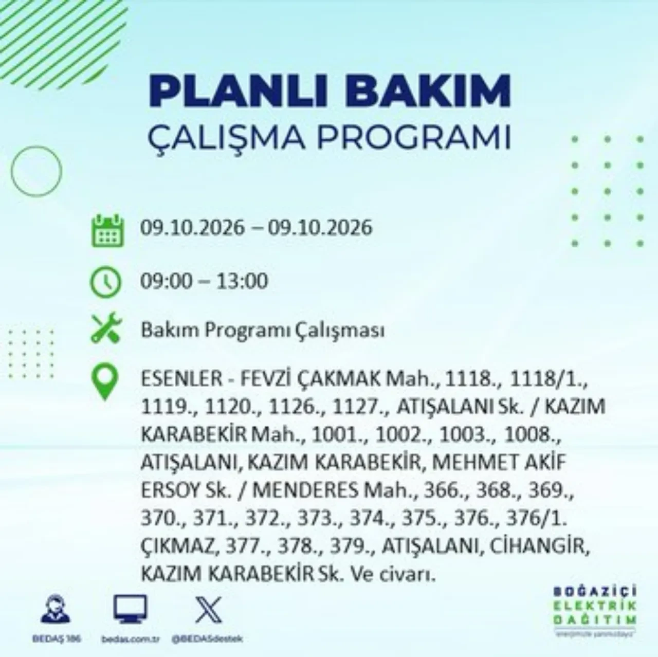 BEDAŞ uyardı! Bu ilçelere 8 saat elektrik verilmeyecek! Hangi ilçelerde elektrik kesintisi olacak? Esenler, Esenyurt, Bahçelievler, Kağıthane elektrik kesintisi...