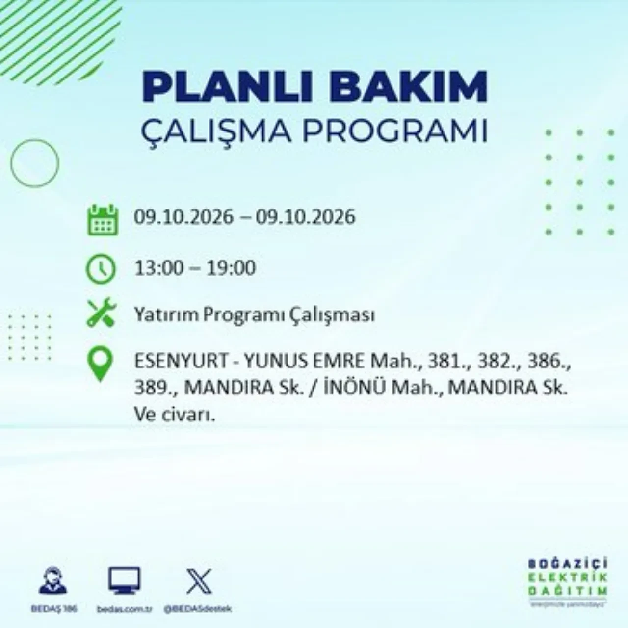 BEDAŞ uyardı! Bu ilçelere 8 saat elektrik verilmeyecek! Hangi ilçelerde elektrik kesintisi olacak? Esenler, Esenyurt, Bahçelievler, Kağıthane elektrik kesintisi...
