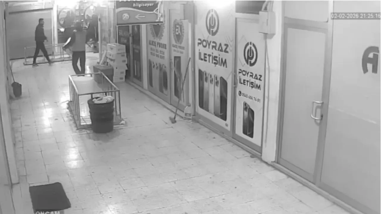 Mardin'de iş yerinden elektrikli süpürge hırsızlığı kamerada!