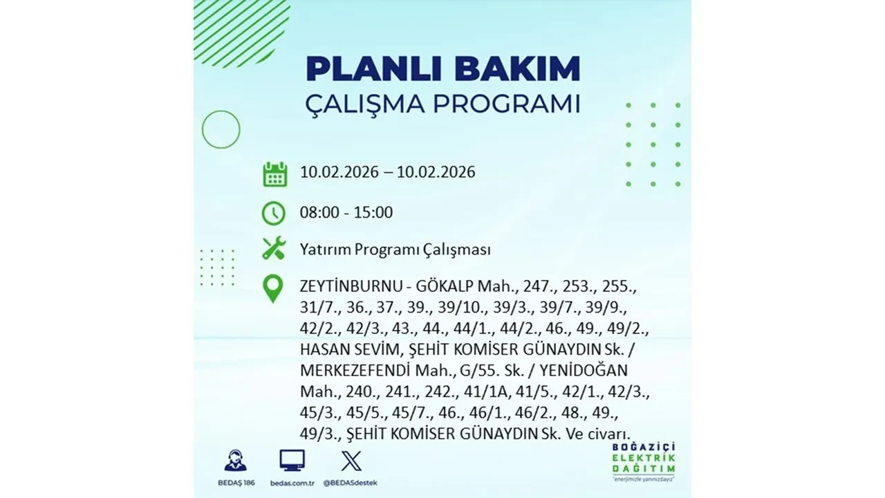 İstanbul 10 Şubat elektrik kesintileri belli oldu! Tam 22 ilçede geniş çaplı planlı elektrik kesintisi uygulanacak