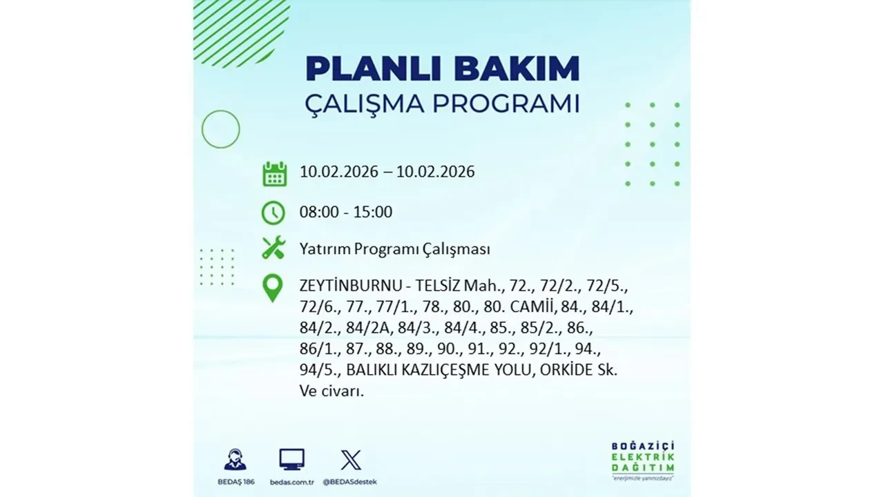 İstanbul 10 Şubat elektrik kesintileri belli oldu! Tam 22 ilçede geniş çaplı planlı elektrik kesintisi uygulanacak