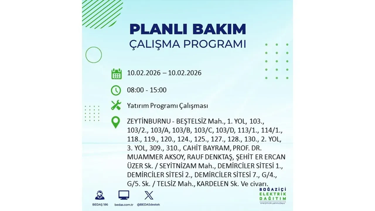 İstanbul 10 Şubat elektrik kesintileri belli oldu! Tam 22 ilçede geniş çaplı planlı elektrik kesintisi uygulanacak