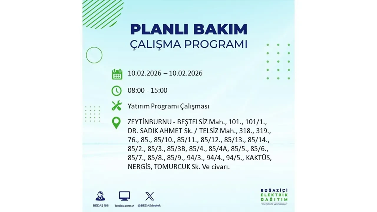 İstanbul 10 Şubat elektrik kesintileri belli oldu! Tam 22 ilçede geniş çaplı planlı elektrik kesintisi uygulanacak