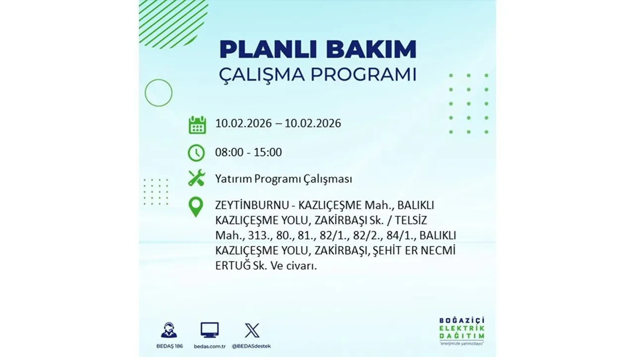 İstanbul 10 Şubat elektrik kesintileri belli oldu! Tam 22 ilçede geniş çaplı planlı elektrik kesintisi uygulanacak