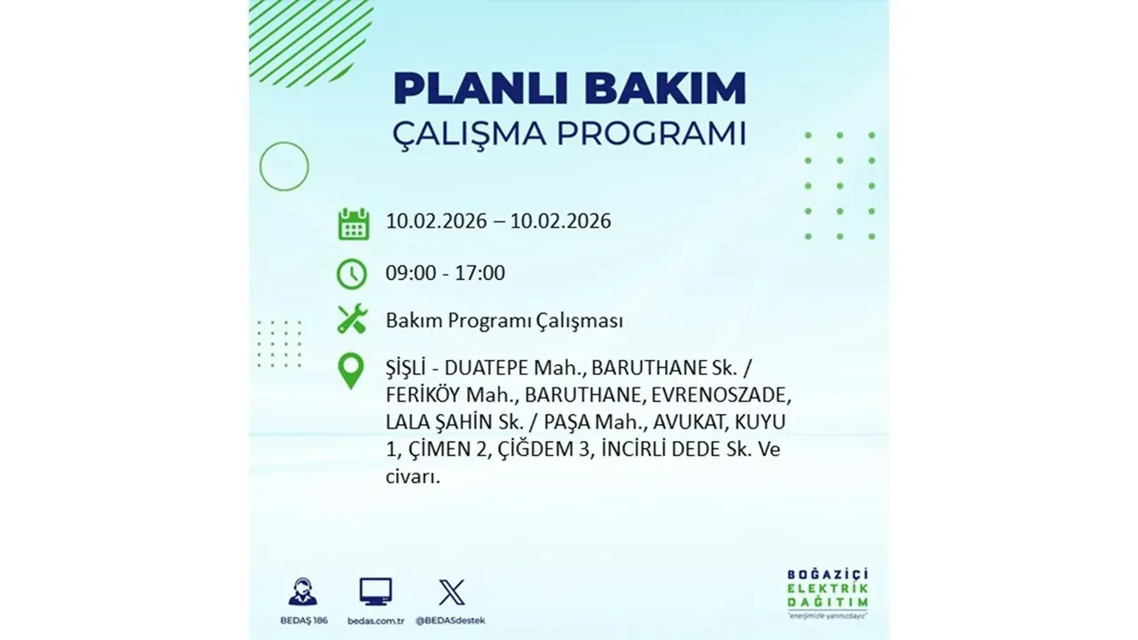 İstanbul 10 Şubat elektrik kesintileri belli oldu! Tam 22 ilçede geniş çaplı planlı elektrik kesintisi uygulanacak