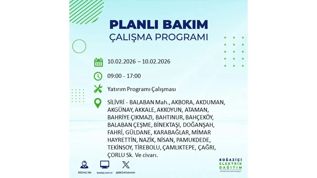 İstanbul 10 Şubat elektrik kesintileri belli oldu! Tam 22 ilçede geniş çaplı planlı elektrik kesintisi uygulanacak