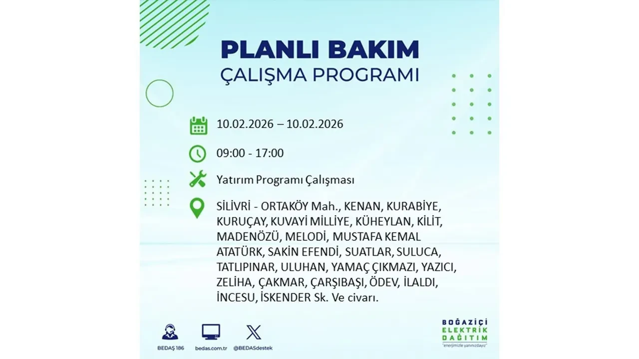 İstanbul 10 Şubat elektrik kesintileri belli oldu! Tam 22 ilçede geniş çaplı planlı elektrik kesintisi uygulanacak