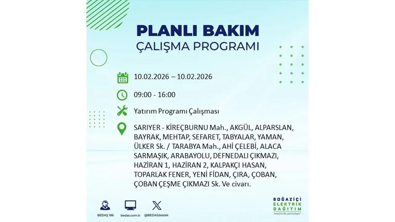 İstanbul 10 Şubat elektrik kesintileri belli oldu! Tam 22 ilçede geniş çaplı planlı elektrik kesintisi uygulanacak