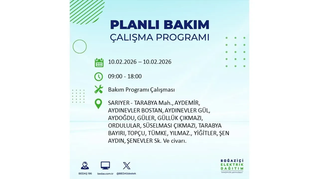 İstanbul 10 Şubat elektrik kesintileri belli oldu! Tam 22 ilçede geniş çaplı planlı elektrik kesintisi uygulanacak