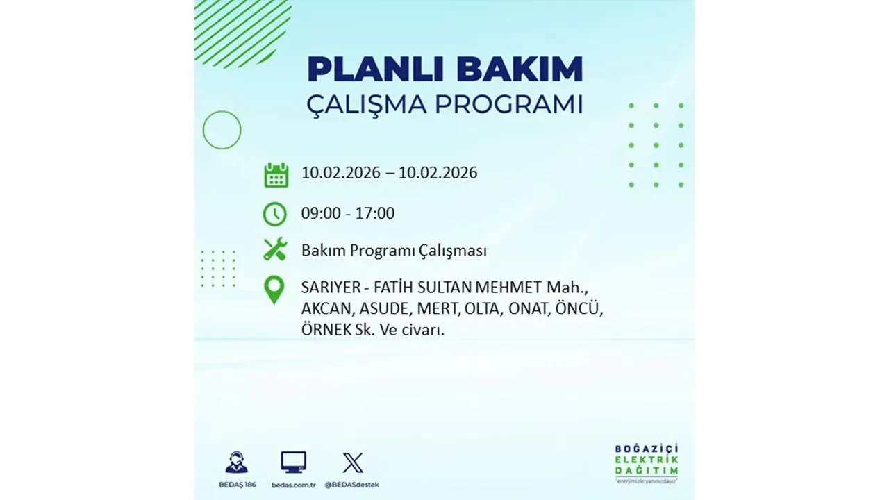 İstanbul 10 Şubat elektrik kesintileri belli oldu! Tam 22 ilçede geniş çaplı planlı elektrik kesintisi uygulanacak