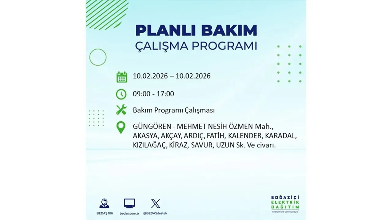 İstanbul 10 Şubat elektrik kesintileri belli oldu! Tam 22 ilçede geniş çaplı planlı elektrik kesintisi uygulanacak