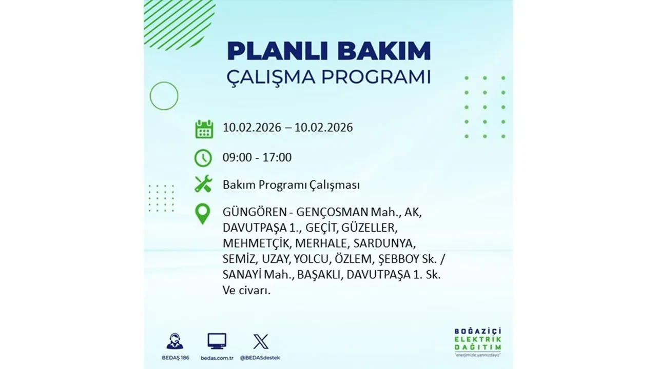 İstanbul 10 Şubat elektrik kesintileri belli oldu! Tam 22 ilçede geniş çaplı planlı elektrik kesintisi uygulanacak