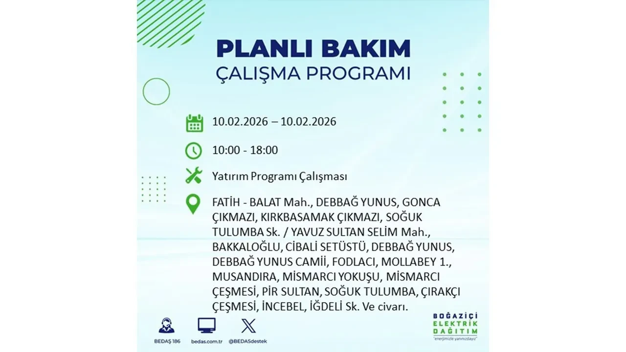 İstanbul 10 Şubat elektrik kesintileri belli oldu! Tam 22 ilçede geniş çaplı planlı elektrik kesintisi uygulanacak
