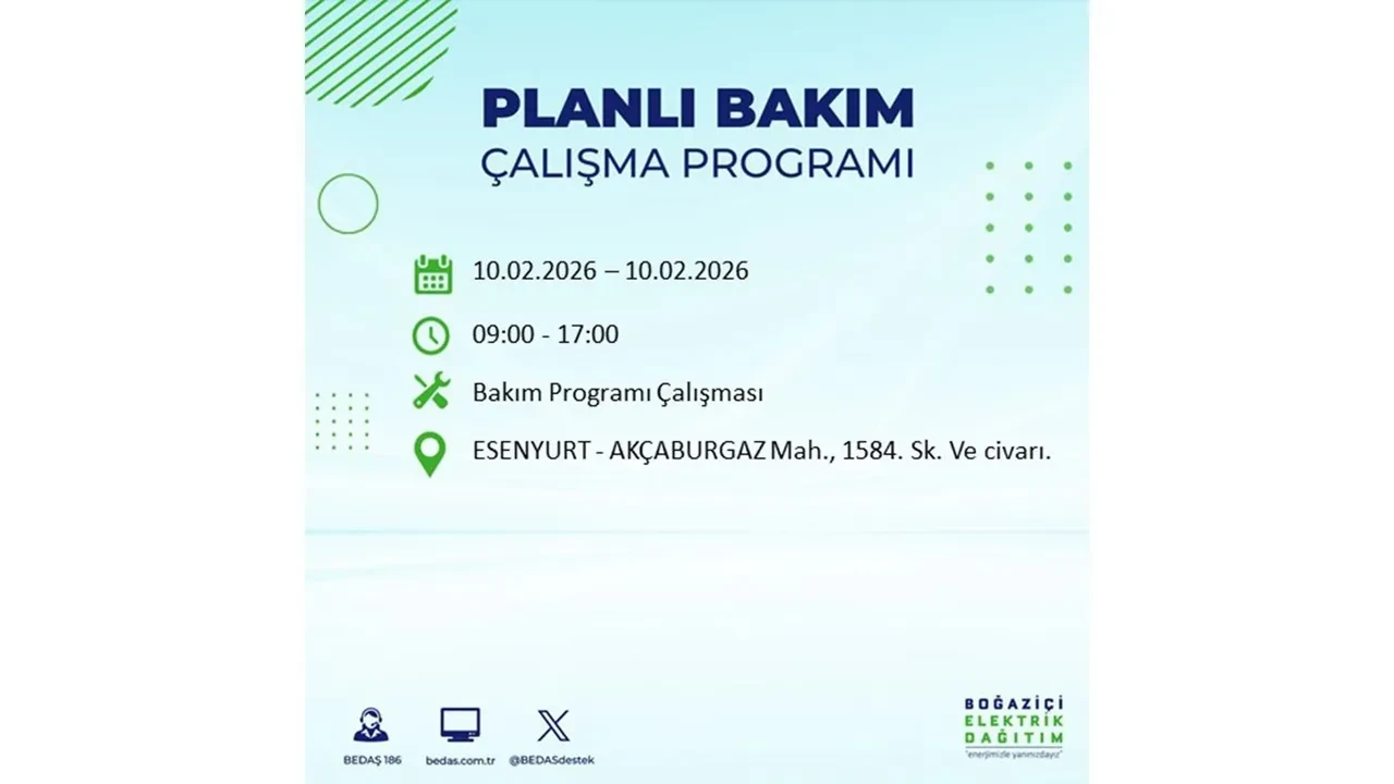 İstanbul 10 Şubat elektrik kesintileri belli oldu! Tam 22 ilçede geniş çaplı planlı elektrik kesintisi uygulanacak