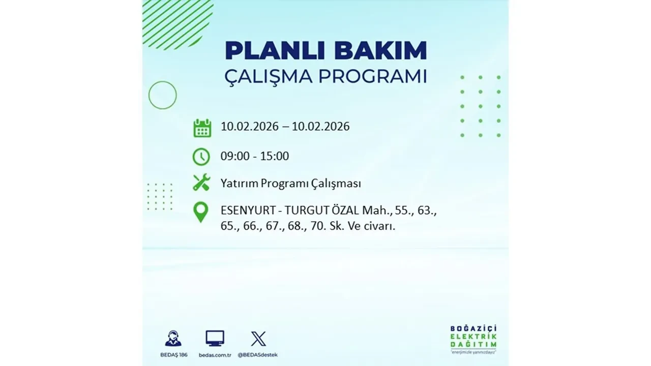 İstanbul 10 Şubat elektrik kesintileri belli oldu! Tam 22 ilçede geniş çaplı planlı elektrik kesintisi uygulanacak