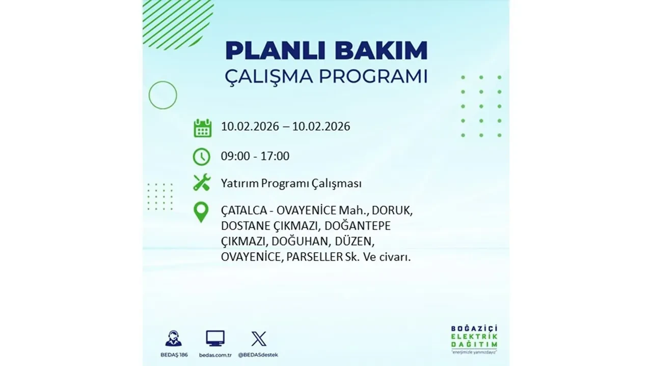 İstanbul 10 Şubat elektrik kesintileri belli oldu! Tam 22 ilçede geniş çaplı planlı elektrik kesintisi uygulanacak