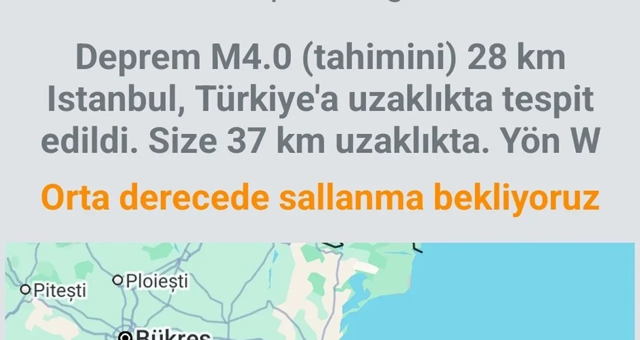 Gece yarısı gelen deprem bildirimi İstanbulluları panikletti! AFAD'tan açıklama geldi 