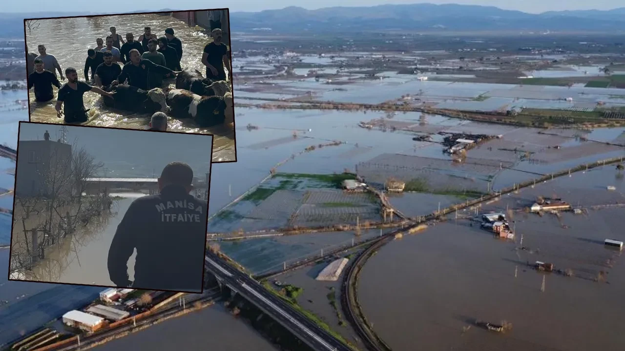 Manisa'yı sağanak vurdu! Gediz Nehri taştı, çok sayıda kişi mahsur kaldı