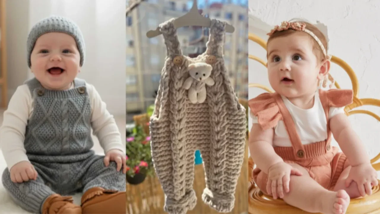 2026 Örgü Salopet modelleri yeniden raflarda! Stil sahibi gösteren en tarz bebek örgü salopet modelleri 2026