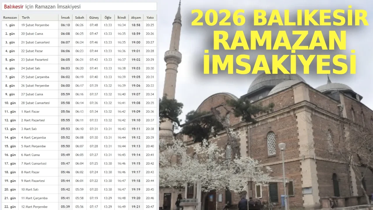 Balıkesir’de ilk sahur ne zaman, saat kaçta? Balıkesir İmsakiye 2026! (Ramazan ayı) Balıkesir iftar ve teravih namazı vakti