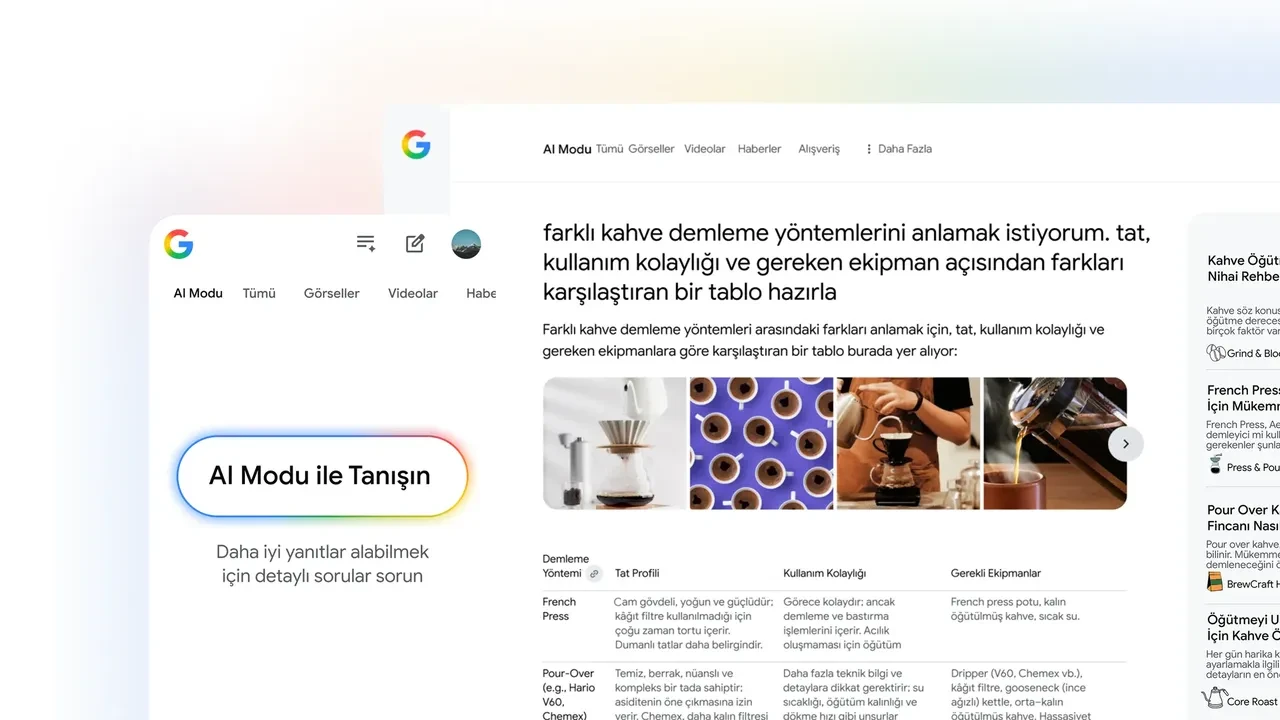 Google'ın Yapay Zeka Modu, Türkiye'deki kullanıcılara sunuldu