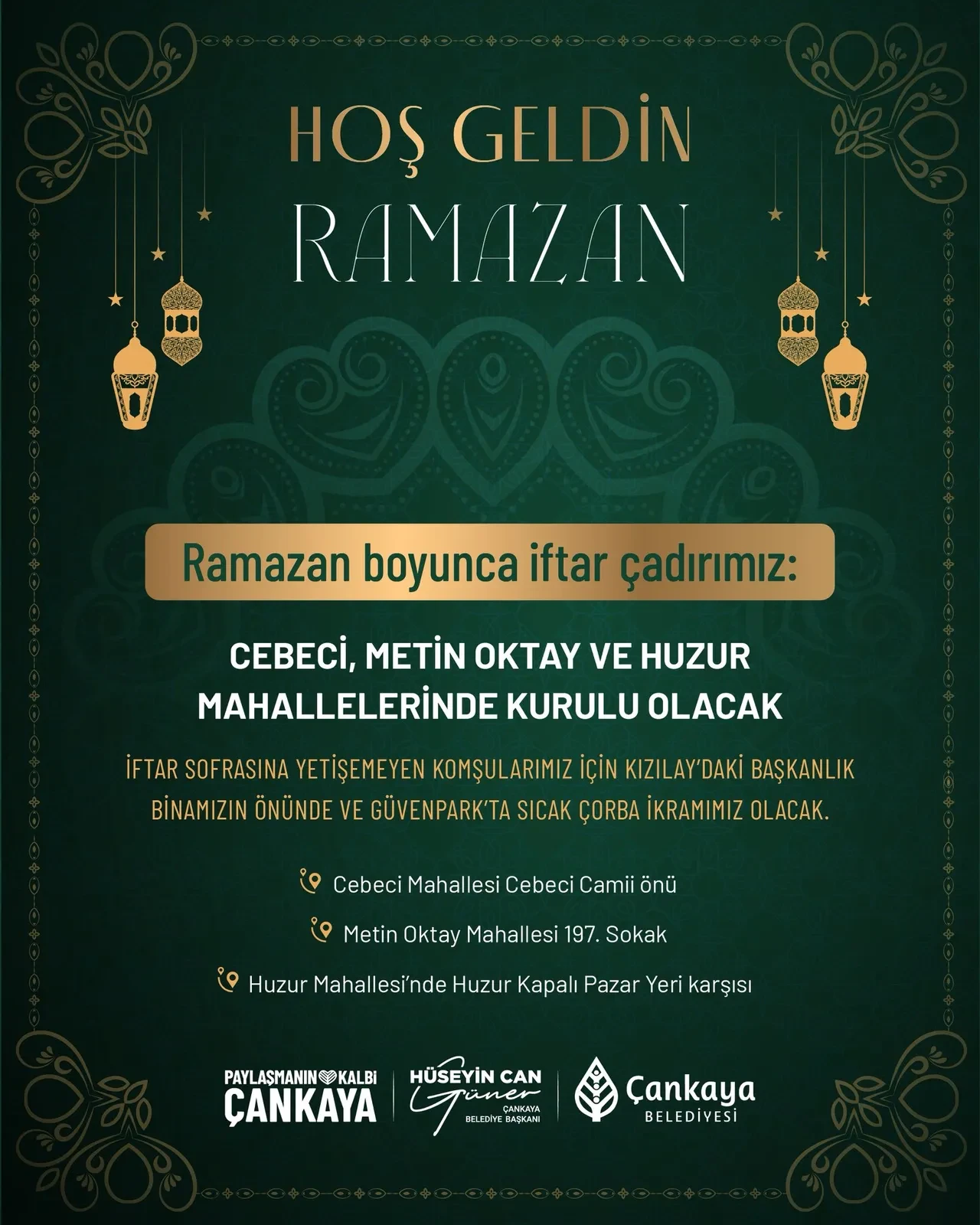 Ankara iftar çadırı ilçe ilçe 2026! Çankaya, Keçiören, Mamak, Etimesgut, Sincan iftar çadırları nerede kurulacak?