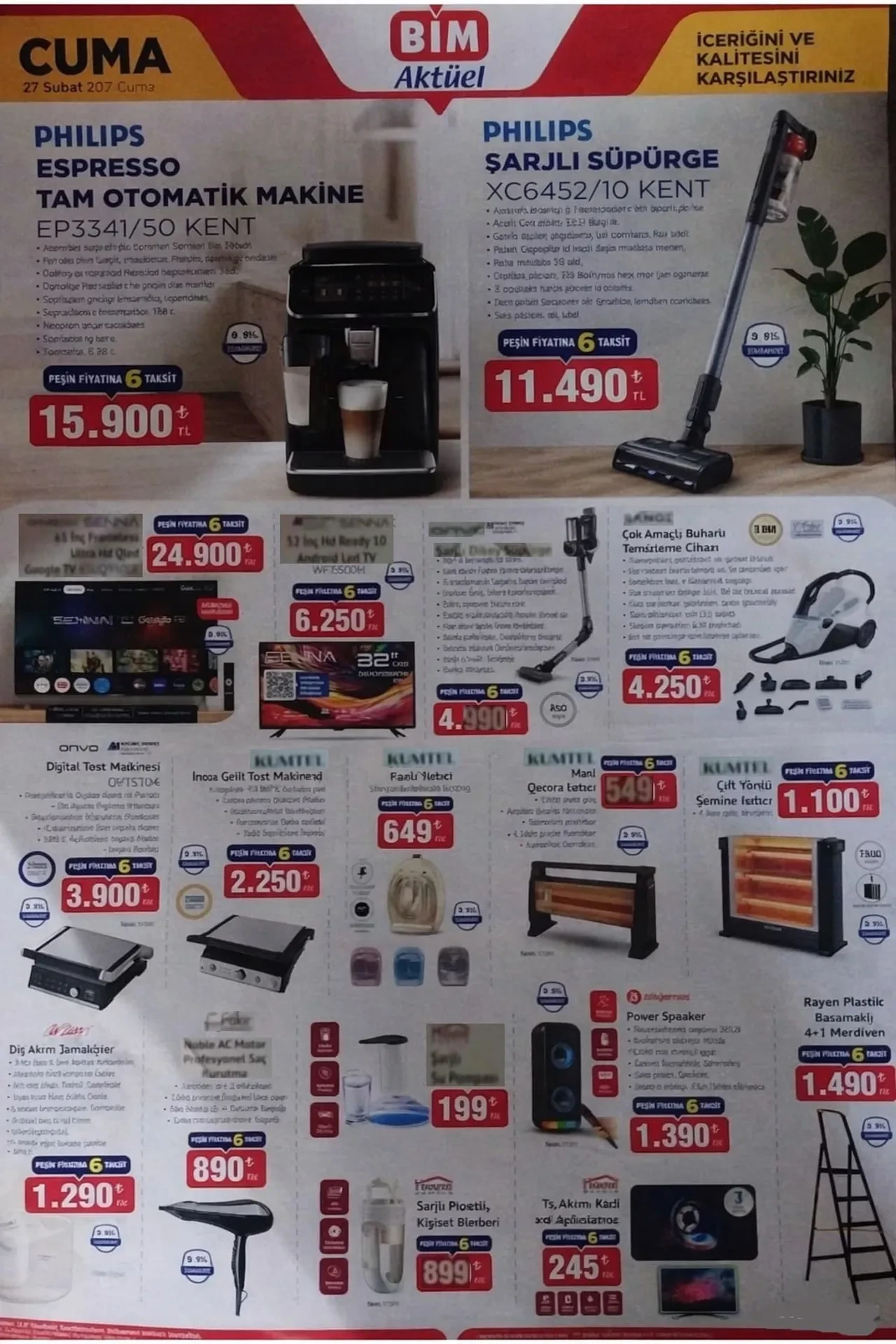 BİM yeni 20-27 Şubat aktüel ürünler kataloğu 2026! Şarjlı süpürge, tam otomatik kahve makinesi, ısıtıcı çeşitleri, digital tost makinesi